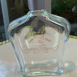 Rare VTG Crown Royal 5” Empty Glass Bottle Made in Italy